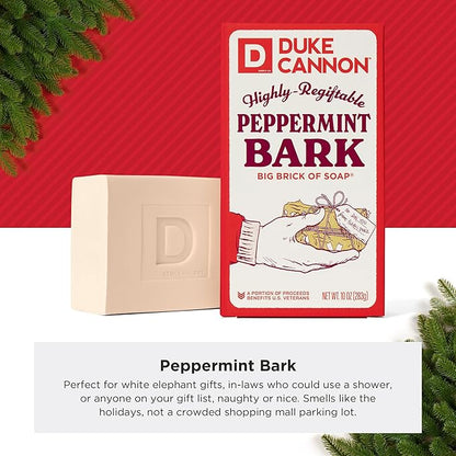 Duke Cannon Supply Co. Big Brick of Soap Bar for Men Holiday Edition - Peppermint Bark Scent, 10 oz. (1 Pack)