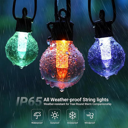 10FT Color Changing String Lights Outdoor- LED Patio Lights with 8 Shatterproof Waterproof RGB Bulbs, Colorful Outdoor Lights for Party Outside Porch Bistro Backyard Garden Decorative