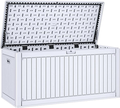 YITAHOME 320 Gallon Double-Wall Deck Box with Divider & Side Handles, Outdoor Large Storage for Patio Furniture Cushions, Garden Pool Accessories, Water Resistant & Lockable
