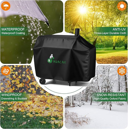 Charcoal Grill Cover for Royal-Gourme-t CC1830W 30-Inch Charcoal Grill, Smoker Grill Cover for CC1830SC 30-Inch Outdoor Grill Waterproof BBQ Grill Cover - 54" L×29" W×45" H, Black