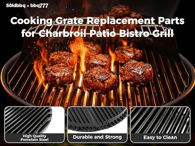 17 1/2" Porcelain Steel Cooking Grate Replacement Parts for Charbroil TRU Infrared Patio Bistro Electric Grill 20602109 20602107 20602108 20602107-01 Charbroil Grill Replacement Parts Number 29102163