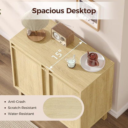 31 inch Sideboard Buffet Cabinet, Modern Credenza with 2 Doors & Adjustable Shelf, Small Coffee Bar Storage for Kitchen, Entryway