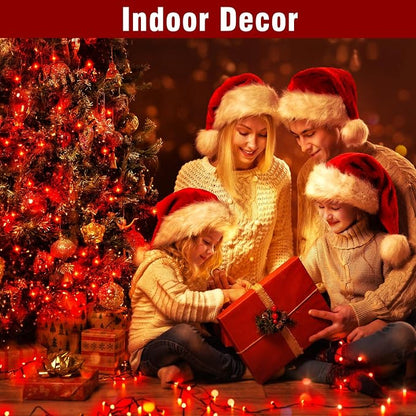 Nisocy Red String Lights with Green Wire, Waterproof Christmas Tree Fairy Lights with 8 Modes, Indoor Outdoor Decorative Lighting for Holiday, Party, Garden, Patio(66FT)