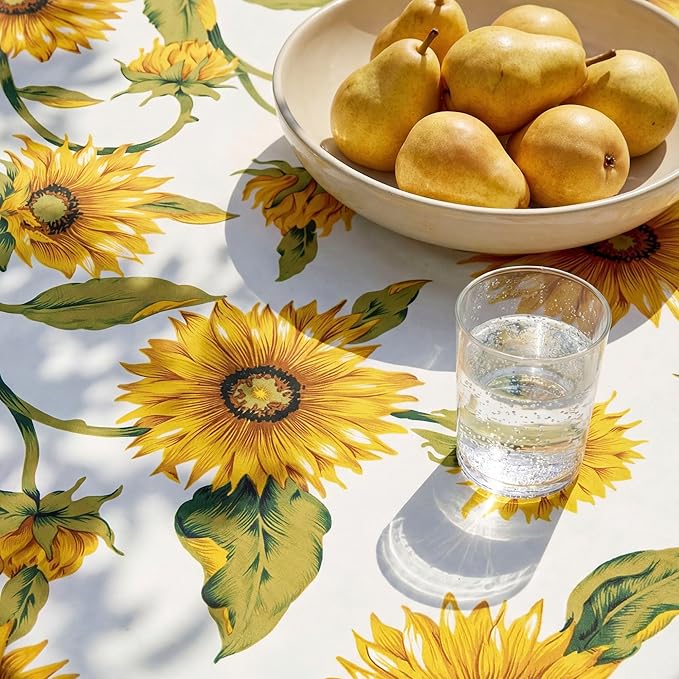 Lamberia 60" Round Patio Tablecloth with Umbrella Hole and Zipper, Waterproof Outdoor Table Cover for Patio, Backyard, BBQ, Picnic & Indoor Dining, Washable Polyester Circular Tablecloth