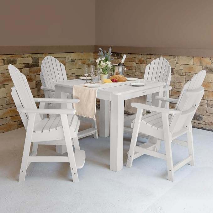 highwood AD-CNA44-WHE Hamilton 5 Piece Square Counter Height Dining Set, White