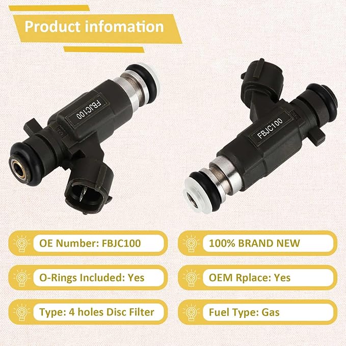FBJC100 Fuel Injectors,Compatible with/Infiniti G35 QX4 I30 FX35 3.5L V6 2001-2004,Compatible with/Nissan 350Z Pathfinder Maxima 3.5L/3.0L V6 2001-2004, |4 Holes| |Set of 6|,Replace#166005L700,FJ653