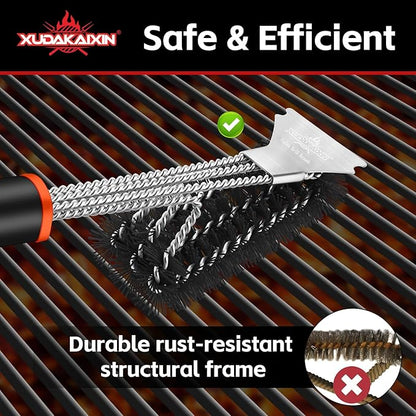 XUDAKAIXIN Grill Brush and Scraper, Safe Nylon Bristles Barbecue Outdoor Grill Brush for Cooled Grates, Extra Strong BBQ Cleaner Accessories (Black)