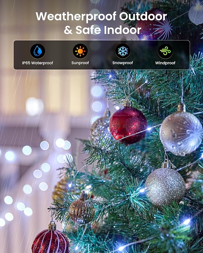 Minetom 2 Pack Solar String Lights, Total 66Ft 200 LED Solar Fairy Lights Outdoor Waterproof, 8 Modes Firefly Starry Moon Twinkle Lights for Yard Garden Patio Tree DIY Crafts Wedding Party(Cool White)
