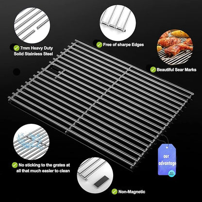 17 inch Grill Grates for Home Depot Nexgrill 720-0830H, 720-0830D Gas Grill Model, 17 x 13 Stainless Steel Cooking Grids Replacement Repair Parts