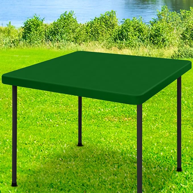 Moosfor Spandex Square Table Cloth, Elastic Fitted Tablecloths for Picnic, Stretch Washable Patio Table Cover for Outdoor, Camping, Banquet and Parties (Emerald Green, 42"x42")