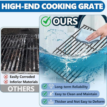 SafBbcue 19.7" Grill Grates for Char-Griller 1733 2735 Smokin' Champ Charcoal Grill Replacement Parts Chargriller 1624 1722 Replacement Parts Cast Iron Grates 3-Pack
