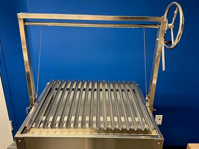 Santa Maria Grill Built in BBQ Cooking Grill -Argentine Barbecue V grate adjustable height- Stand alone cart 36 inch by 26 inch