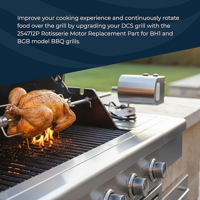 DCS Rotisserie Motor Kit 254712P for BH1 and BGB Grill Models - OEM Motor Replacement Part 254712P to Replace Motor Assembly 224942, Forks and Spit Sold Separately