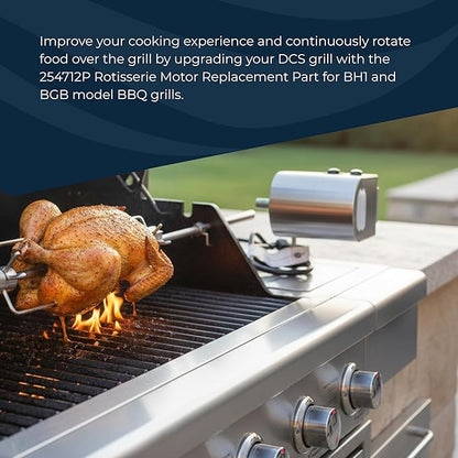 DCS Rotisserie Motor Kit 254712P for BH1 and BGB Grill Models - OEM Motor Replacement Part 254712P to Replace Motor Assembly 224942, Forks and Spit Sold Separately