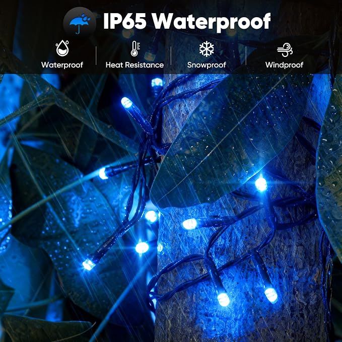 Solar String Lights for Outside, 2-Pack Total 92FT 240 LED Solar Powered Fairy Lights IP65 Waterproof, Outdoor String Light for Patio, Yard, Tree, Balcony, Garden Decorations, Blue