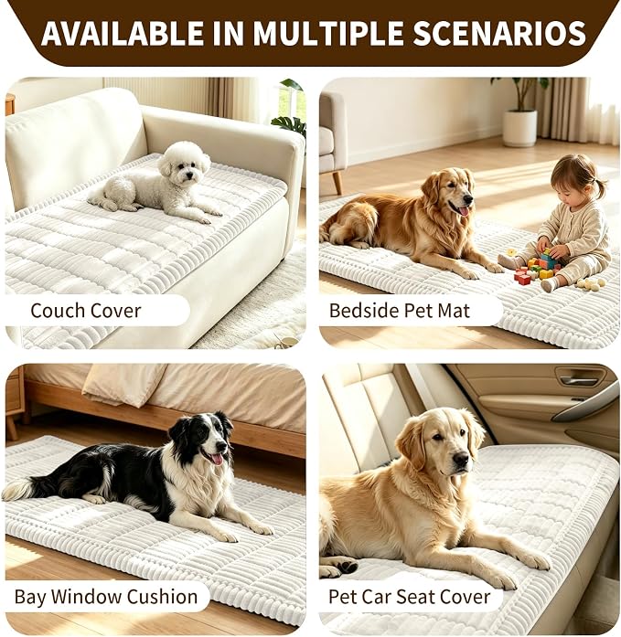Leakproof Couch Cover for Dogs, Non Slip Washable Sofa Protector | Stain-Resistant Window Seat Cushions Chair Mat Car Seat Cover for Kids Pets (Off-White 27.6" x 82.7")