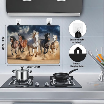 Stove Top Covers for Electric Stove,Galloping Horse Flat Top Stove Cover,Cool Animal Heat Resistant Glass Top Stove Cover Protector Anti-Slip Range Covers, 28 x 20 Inch