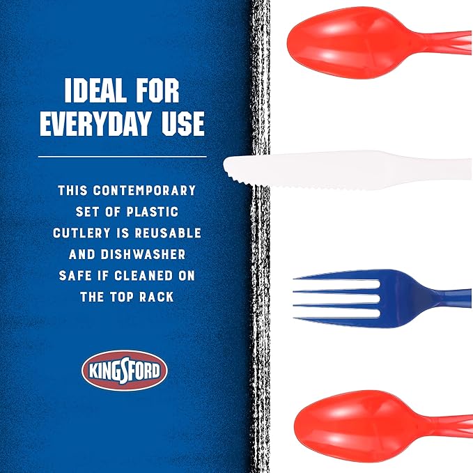 Kingsford Heavy Duty Plastic Forks, Bulk Disposable Forks for BBQ Cookouts Tailgates Camping Picnics and Parties, Sturdy Full-Size Cutlery, Premium Plastic Silverware for Outdoor Entertaining