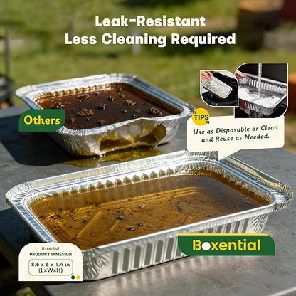 25 Pack 8.6" x 6" Grill Drip Pans Compatible with Weber Q, Spirit & Genesis Series – Aluminum Grease Tray Liners for Weber Grill Drip Tray, Grease Catcher Replacement, Disposable Foil Pans