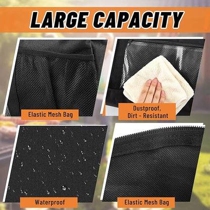 24" Grill Tool Storage Bag, Heavy Duty Waterproof BBQ Tools Bag, 24" x 8" x 8", Large Grill Utensil Storage Caddy with Pockets, BBQ Accessories for Outdoor Barbecue, Camping, Hiking(Black)