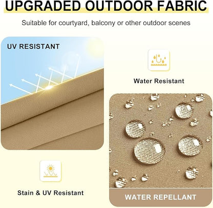 downluxe Outdoor Chair Cushions Set of 2 for Patio Furniture, Water-Resistant Patio Chair Cushions with Ties, High Density Foam Outdoor Seat Cushion, 17" X 16" X 2", Khaki