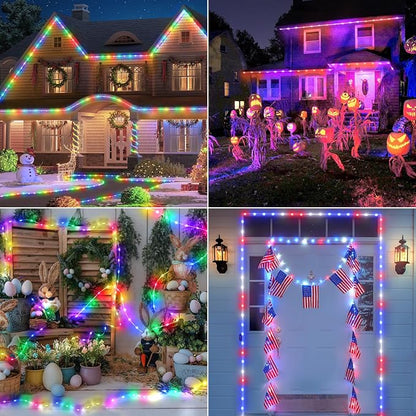 OMIKA 132FT 400LED Rope Lights Outdoor String Light, 24 RGB Colors + Warm White Waterproof Starry Fairy Lights Plug in for Indoor Home Bedroom, Outside Patio Garden Pastel Easter Party Decororations