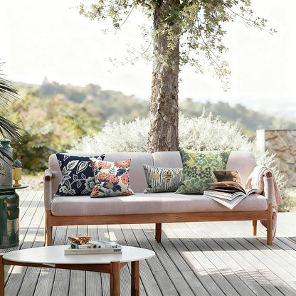 LVTXIII 2 Pack Outdoor Throw Pillow Covers for Patio Furniture, 16x16 Inch Square Pillow Case, Water-Repellent Cushion Covers for Garden, Porch, Sofa, Vibrant Blossom