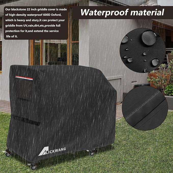 Griddle Cover for Blackstone E-Series 2-Burner 22" Electric Tabletop Griddle with Prep Cart,600D Waterproof Fade-Resistant Protective Cover for Blackstone 22 Inch Tabletop Electric Griddles,Black