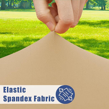 Moosfor 2 Pack Rectangle Spandex Fitted Table Cloth, 6FT Elastic Tablecloth | Washable Picnic Table Cover, Stretch Waterproof Table cloths for Party, Patio, Dining, Kitchen, 30" x 72", Dark Khaki