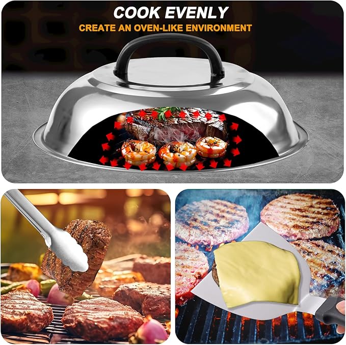 22PCS Griddle Accessories for Blackstone, Flat Top Grill Accessories for Camp Chef, Griddle Spatula Set with Metal Spatula, Enlarged Spatulas, Basting Cover, Scraper for Outdoor Barbecue