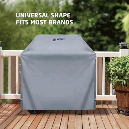 Zober BBQ Grill Cover - 44 Inch Waterproof Double Layered Fits Weber Gas Grill Cover Charbroil Grill & Smoker - Gas Grill Covers w/ Air Vents, Dual Handles - 600D Oxford Fabric, Gray
