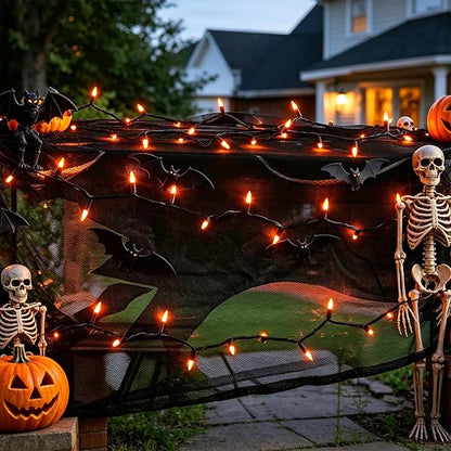 2 Pack Orange Halloween Lights, 100 Count, Incandescent Mini Halloween String Lights Outdoor, Black Wire Connectable Tree Light for Garland Christmas Thanksgiving Holiday Patio Home Decor