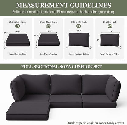 9 Pcs Outdoor Patio Cushions Covers Replacement Sets, Covers Only | 9 Pcs Patio Cushions Covers Replacement UV Resistant, Water Anti-Slip, Heavy-Duty Zippers for 5 Pcs Patio Furniture Set