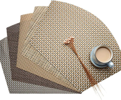 Round Table Placemats Set of 6 Wedge Placemats Heat Resistant Table Mats Pads Wipe Clean (Bamboo Green)