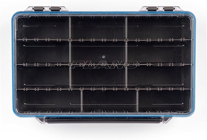 Plano StowAway 3700 Waterproof Deep Stow Tackle Box, IPX7 Waterproof, with Rustricor, Single Latch Design, Transparent DuraView Lid, Stackable Storage for Fishing Bait, Lures and Gear
