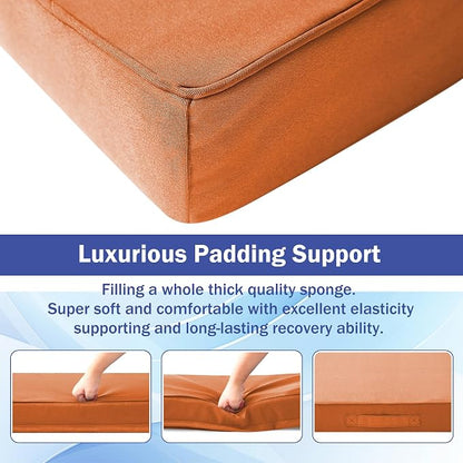 IASEAHK Patio Chair Cushions, 18.5" x 16" x 3" Outdoor Chair Cushions Set of 4, Waterproof Outdoor Cushions for Patio Furniture, Outdoors Seat Cushions with Handle and Ties, Spice