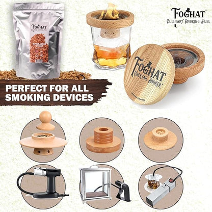 Foghat Cocktail Smoker Wood Chips - 100oz Nutcracker Sweet Walnut, Pecan & Cinnamon Shavings for Smoker, Whiskey & Drink Infuser Kit - Culinary Wood Smoking Chips