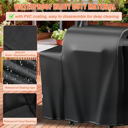 Grill Cover for Pit Boss Platinum Laredo 1000 Wood Pellet Grills, PB1000PL - 600D Heavy Duty Waterproof Fade Resistant Pit Boss Laredo 1000 Grill Cover with Portable Handle and Reinforced Hem