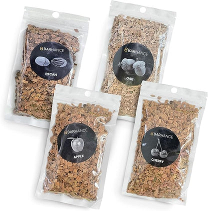 Cocktail Smoker Wood Chips by Barhance - Oak, Pecan, Cherry, Apple Wood Chips for Smoking Cocktail - Smoking Chips for Whiskey, Bourbon, Cocktails - Wood Chip for Smoker - Gift for Bartenders