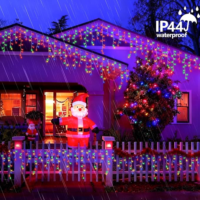 YEGUO 66ft 800 LED Christmas Lights Outdoor Waterproof, 160 Drops Christmas Icicle Light Indoor, 8 Modes Icicle Xmas Lights with Memory Timer(Multicolor)