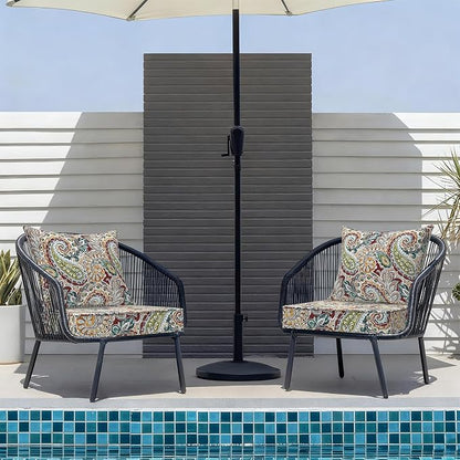DYTXIII Outdoor Deep Seat Cushion Set, Water Repellent 22"x22" Patio Thick Cushions Replacement with Seat & Back Pillow for Patio Sofa, Wicker Chair, Couch - Paisley Chilli