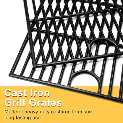 Grill Replacement Parts for Nexgrill 5 Burner 720-0888N, 720-0888, 4 Burner 720-0830H, 720-0783E, Cast Iron Grill Grates, Heat Plates and Burners Kit for Nexgrill Replacement Parts 5 Burner