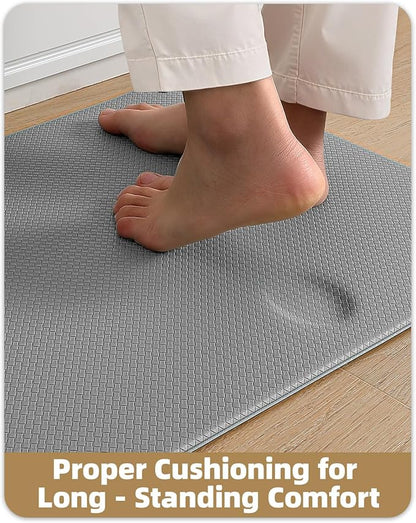 Color&Geometry Anti Fatigue Cushion Kitchen Mat for Floor -24"x87",Wide,Easy Clean, Water & Oil Proof, Anti Slip, Foam Rubber Runner Rug for Front Sink Comfort Standing,Grey