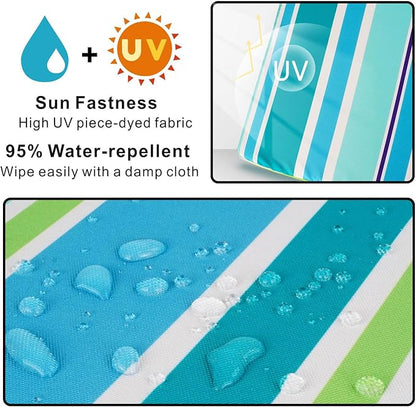 NettyPro Patio Bench Swing Loveseat Cushion Covers, Water Resistant UV Protection Outdoor Furniture Cushion Slipcovers with Zipper, Stripes Turquoise, 45 x 18 x 3 Inch