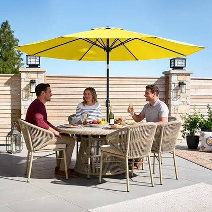 9FT Patio Umbrella,Outdoor Table Umbrella with Push Button Tilt & Crank,Pool Umbrella with Fade-Resistant Canopy, Heavy-Duty Steel Frame, Vented Top, for Deck, Backyard & Market