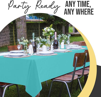 66% Thicker Premium Plastic Table Cloth Rectangle Table Cover 0.5 Mil 24 Pack Aqua Table Cloth 54 Inch x 108 Inch Disposable Tablecloth Won't Tear Easily Like Cheap Thin Brands By Exquisite