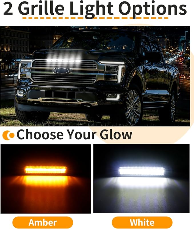 LED Grill Lights for Ford F150 2024-2026 King Ranch & Platinum Only, White | Direct-Snap F150 Front Grille Marker Lights, OEM-Style Fit, IP68 Waterproof, Raptor-Style Front-End Upgrade, Off-Road Ready