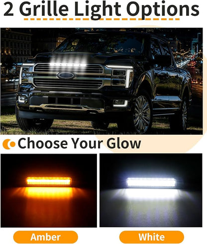 LED Grill Lights for Ford F150 2024-2026 King Ranch & Platinum Only, White | Direct-Snap F150 Front Grille Marker Lights, OEM-Style Fit, IP68 Waterproof, Raptor-Style Front-End Upgrade, Off-Road Ready