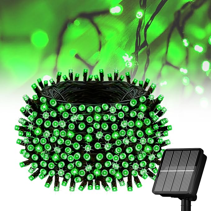 Flechllary Solar String Lights for Outside, 39Ft 100 LED Solar String Lights Outdoor with 8 Modes，Solar Lights for Outside Waterproof for Yard, Fence,Balcony, Party,Christmas Tree Decorations (Green)
