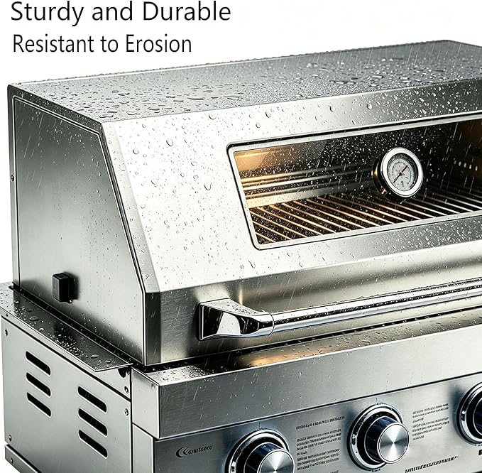 32-Inch Built-In Propane Gas Grill Head, 5 Burner, 304 Stainless Steel, 63,100 BTUs, Infrared Rear Burner, Natural Gas Convertible, Outdoor Cooking
